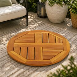 Acacia Round Solid Wood Table Top Ø40x2 cm for Dining