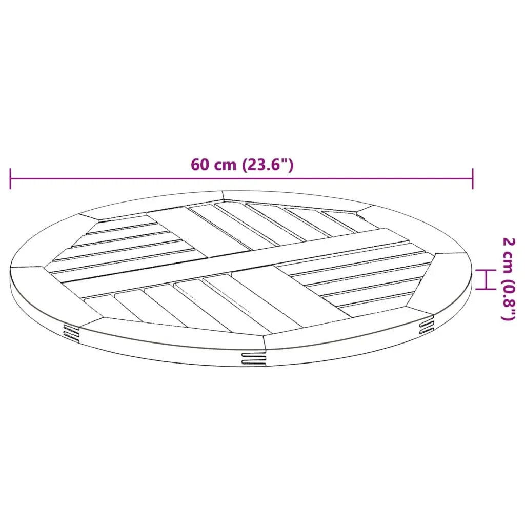 Round Solid Acacia Wood Table Top Ø60x2 cm Brown