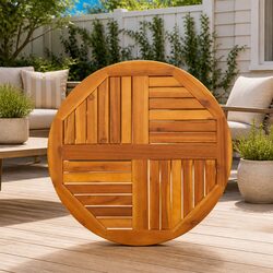 Acacia Wood Round Table Top Ø70x2 cm for Dining or Garden