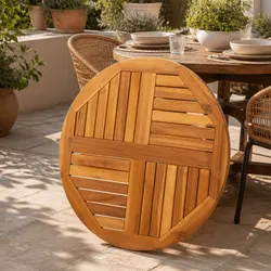 Acacia Wood Round Table Top Ø70x2 cm for Dining or Garden
