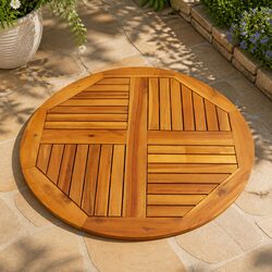 Premium Acacia Wood Round Table Top Ø80x2.2 cm for Dining