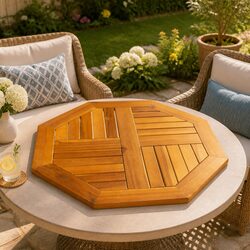 Durable Octagonal Table Top 60x60x2cm Brown for Gardens