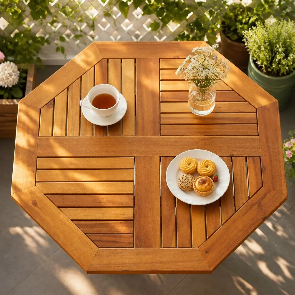 Octagonal Solid Wood Table Top 80x80x2.2cm