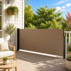 High-Quality Taupe Retractable Side Awning for Privacy