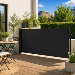 Premium Retractable Side Awning Black 117x300cm