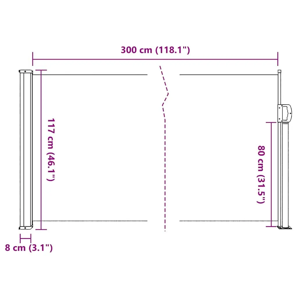 Retractable Side Awning Anthracite 117x300cm