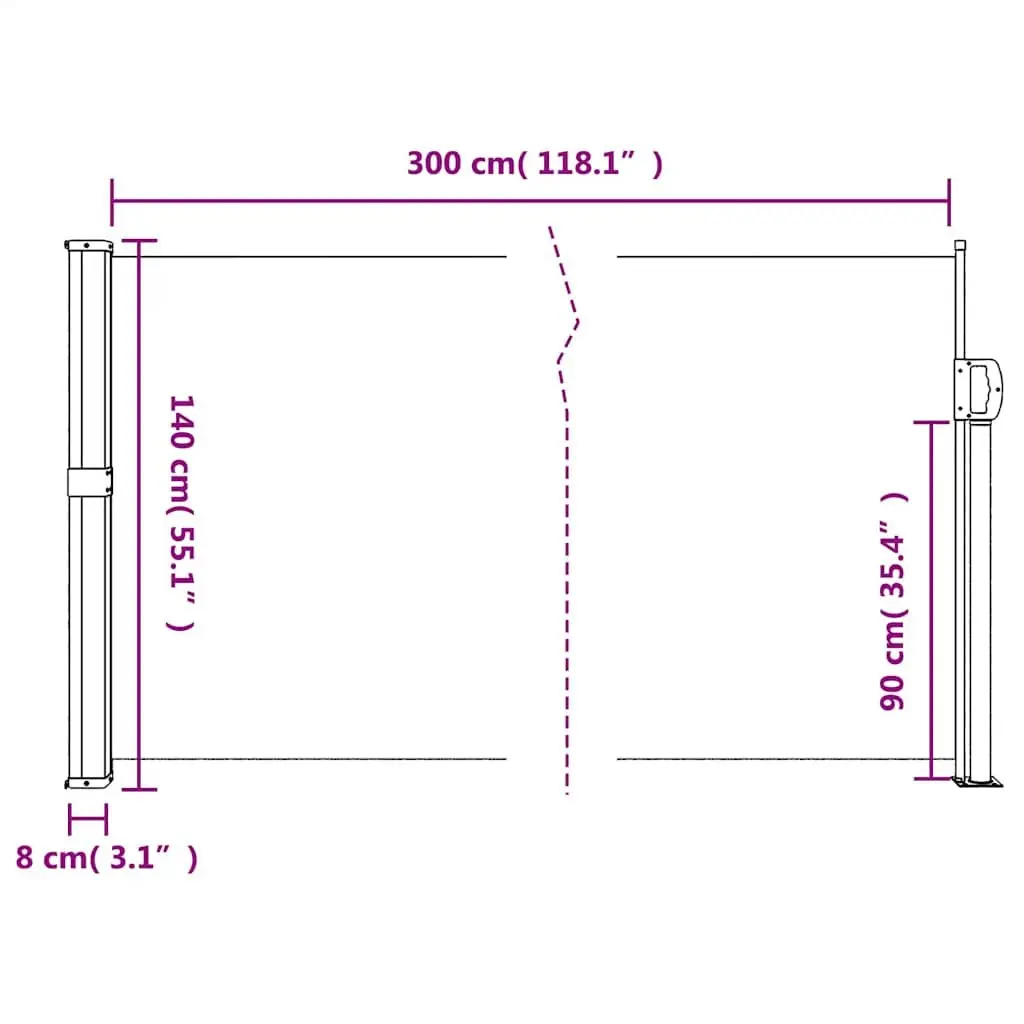 Retractable Side Awning Polyester 140x300 cm Black