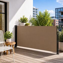 140x300cm Taupe Retractable Side Awning for Privacy