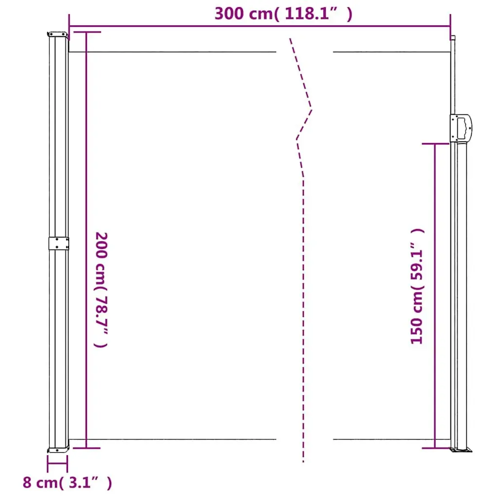 Retractable Side Awning Cream 200x300cm