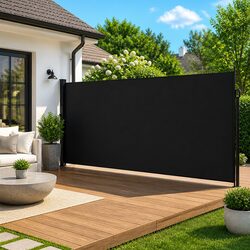 Black Retractable Side Awning 220x300 cm for Patios