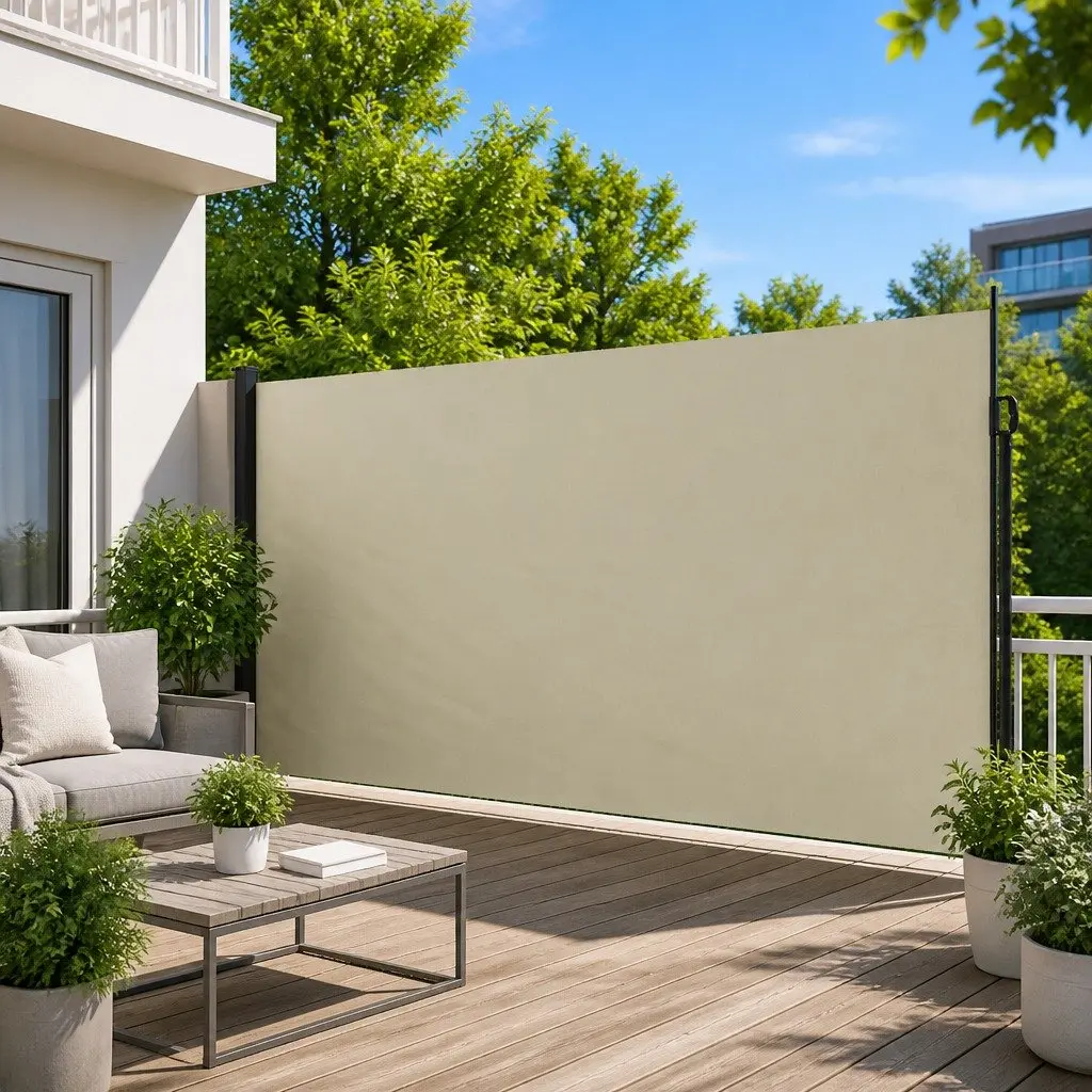 Cream Retractable Side Awning 220x300cm for Privacy