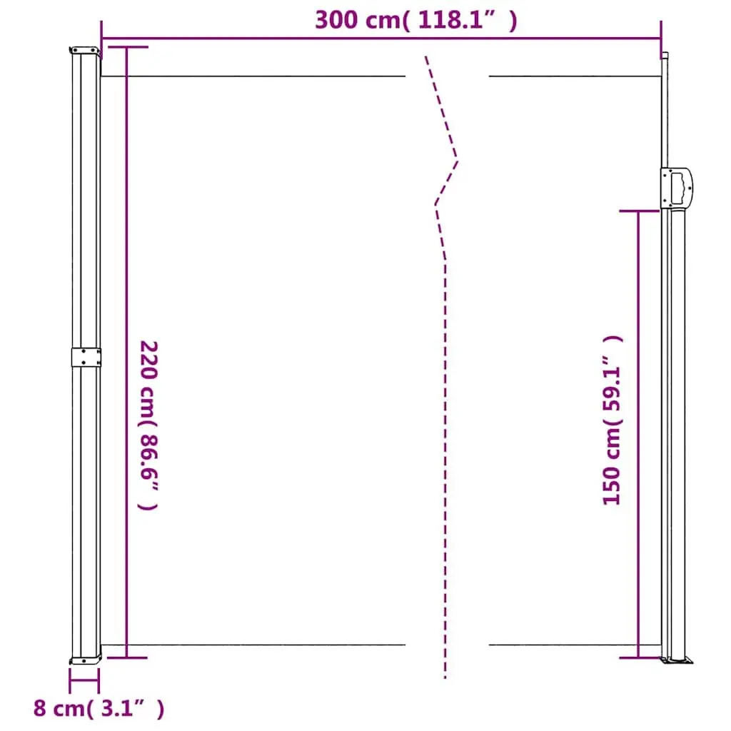 Retractable Side Awning 220x300cm