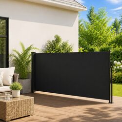 High-Quality Retractable Side Awning Black 100x500cm