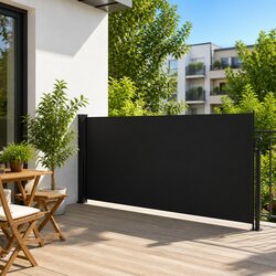 Premium Retractable Side Awning 140x500cm Black