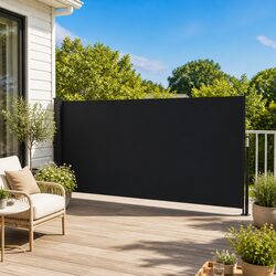Sturdy Retractable Side Awning Black 160x500cm