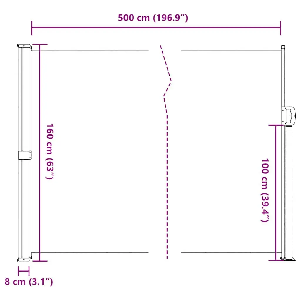 Retractable Side Awning Polyester 160x500cm Cream
