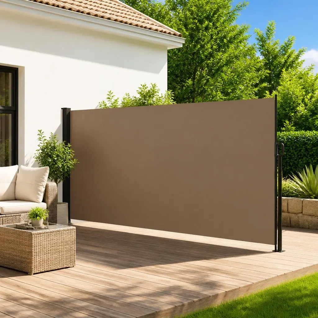 Taupe Retractable Side Awning 160x500cm