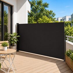 Premium Black Retractable Side Awning 180x500cm