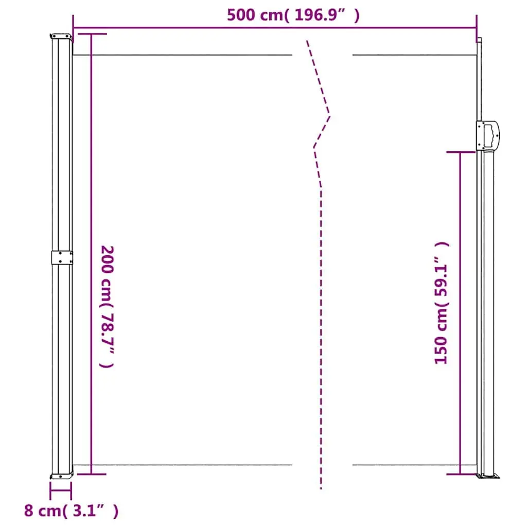 Retractable Side Awning 200x500 cm Black