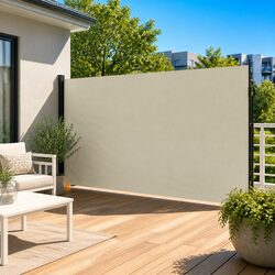 Cream Retractable Side Awning 200x500 cm for Privacy