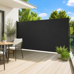 High-Quality Retractable Side Awning Screen Black 220x500cm