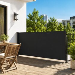 Black Retractable Side Awning 120x600cm for Gardens