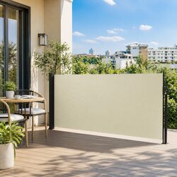 Cream Retractable Side Awning 120x600 cm for Privacy