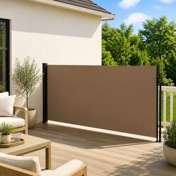 Sturdy Retractable Side Awning in Taupe 120x600 cm