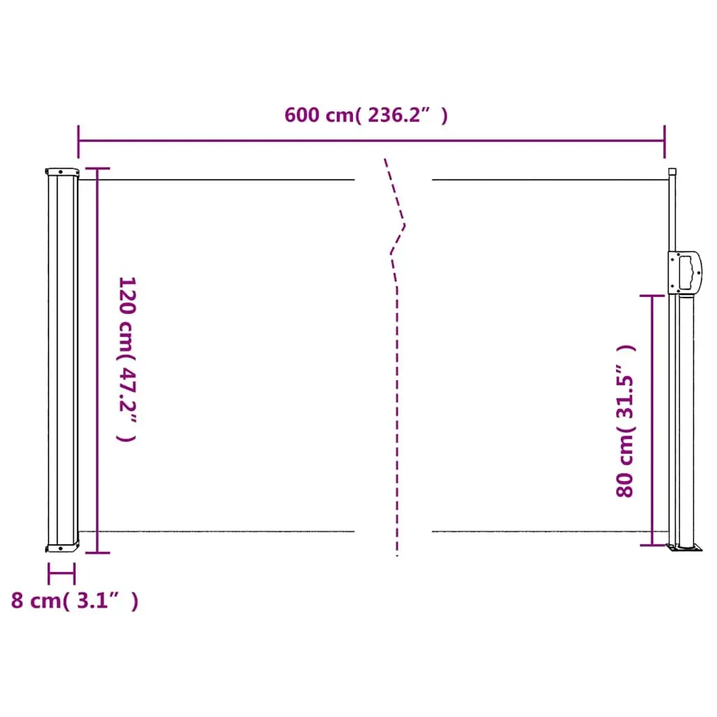 Retractable Side Awning Anthracite 120x600cm