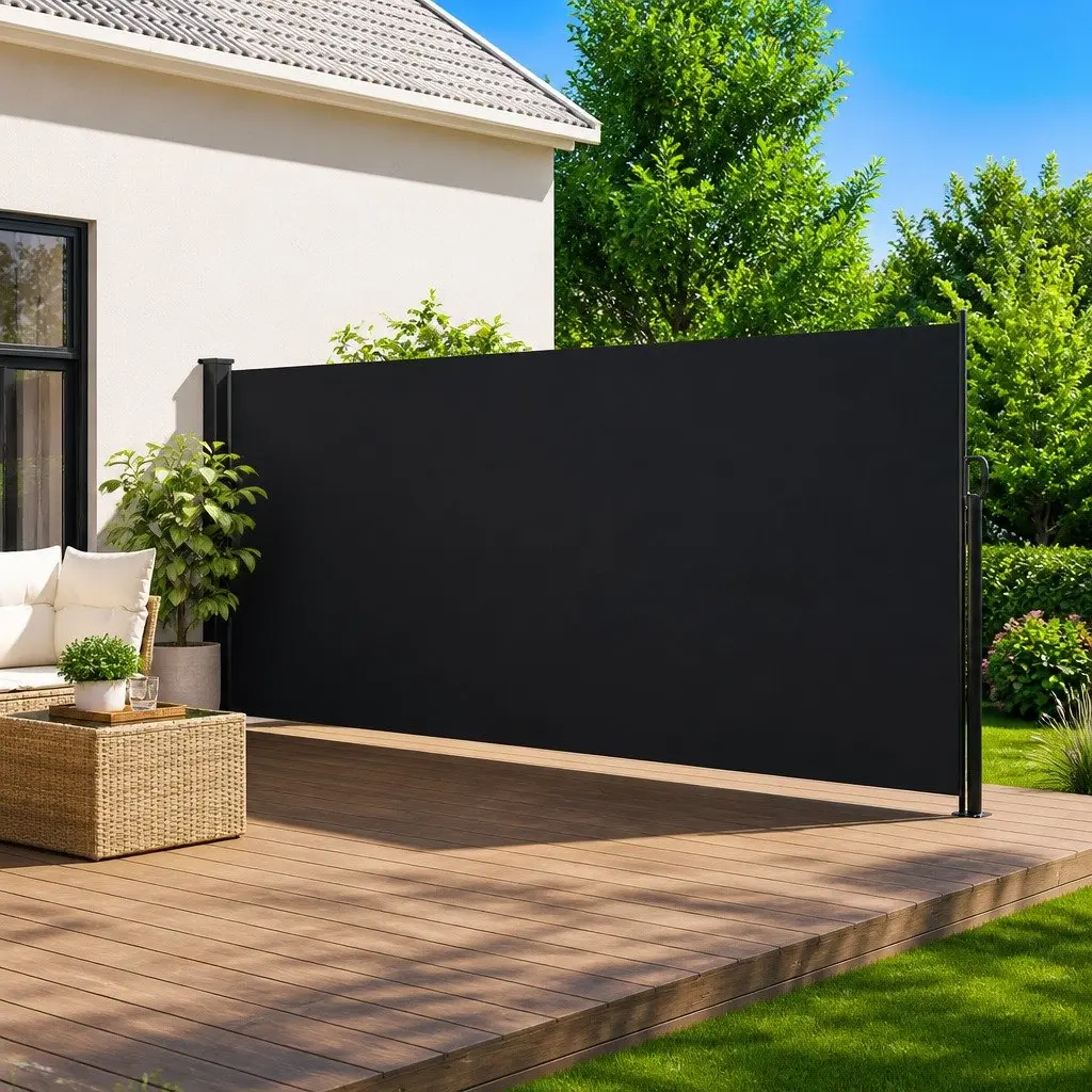 Black Retractable Side Awning 160x600 cm