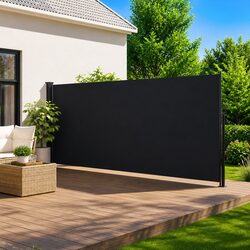 Premium Black Retractable Side Awning 160x600 cm