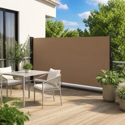 Premium Taupe Retractable Side Awning Screen 160x600cm