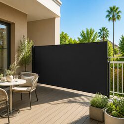 Premium Black Retractable Side Awning 180x600cm