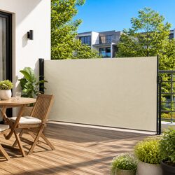 Retractable Side Awning Cream Outdoor Garden Privacy Screen 180x600cm Patio