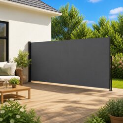 Premium Anthracite Retractable Side Awning 180x600cm