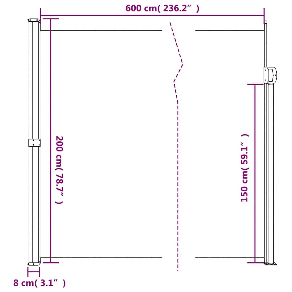 Retractable Side Awning Privacy Screen in Taupe