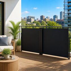 High-Quality Retractable Side Awning Black 100x1000cm