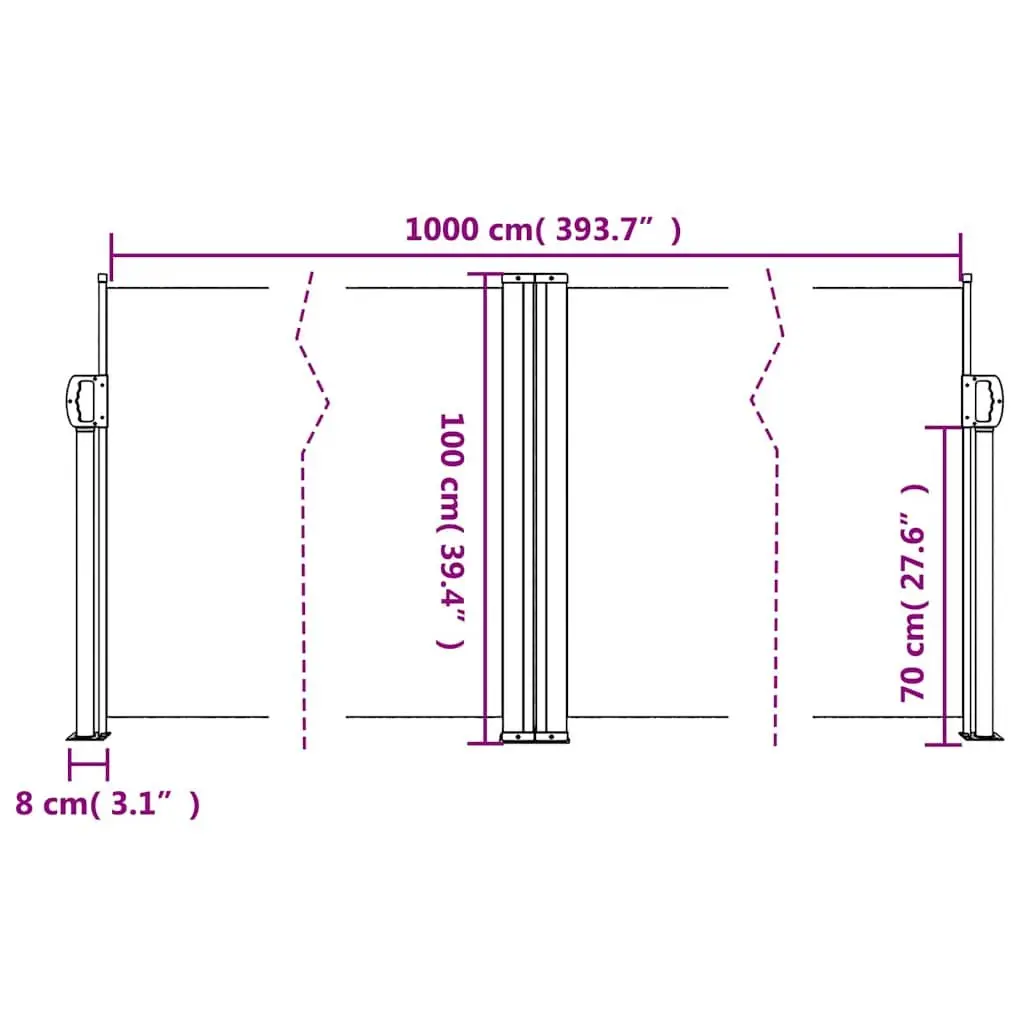 Retractable Side Awning 100x1000cm Garden Privacy Screen Outdoor Patio Balcony