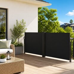 Premium Black Retractable Side Awning 140x1000 cm