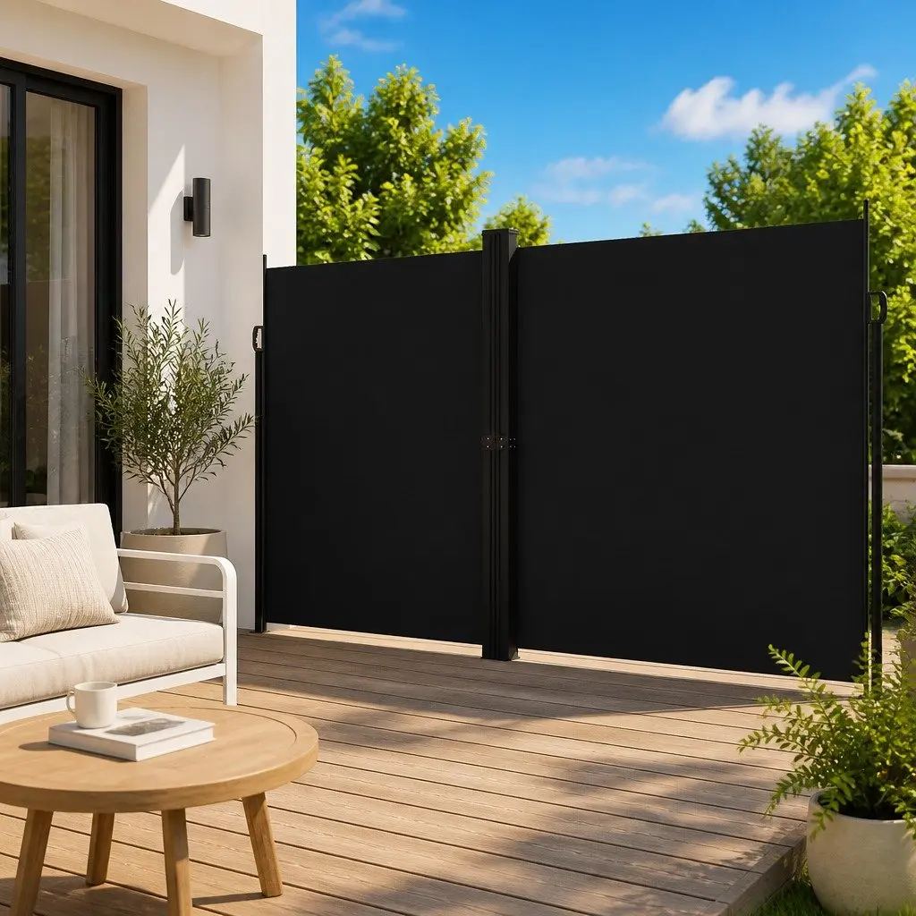 Black Retractable Side Awning 220x1200cm