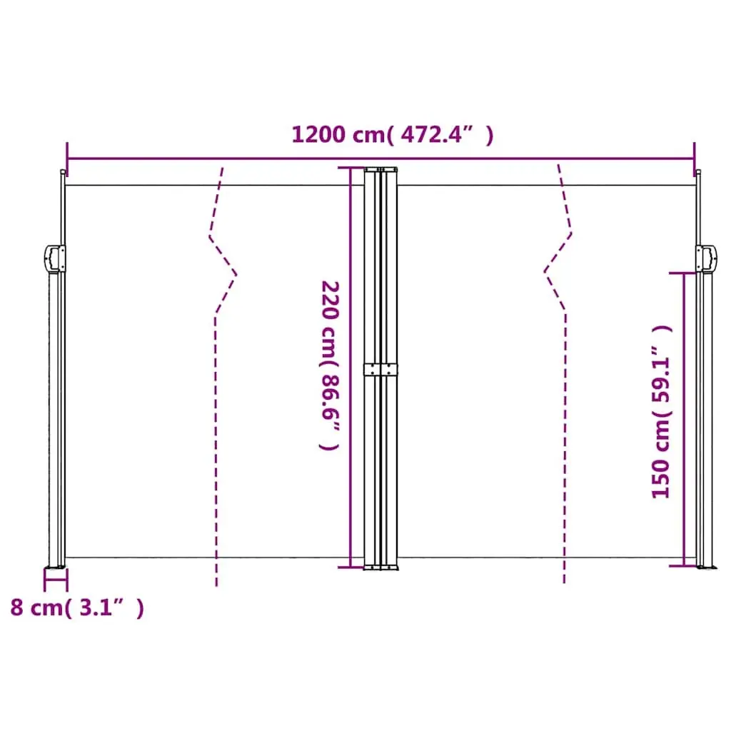 Black Retractable Side Awning 220x1200cm
