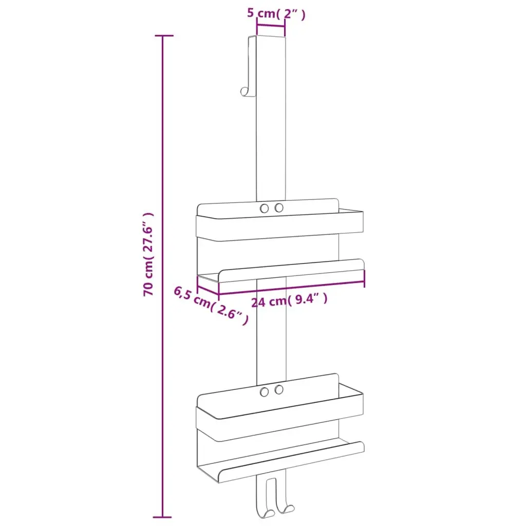 Hanging Shower Caddy Organizer Stainless Steel Black
