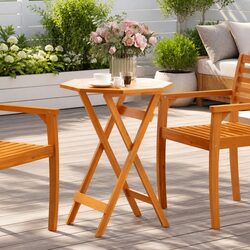 Round Folding Garden Table Ø60x75 cm Outdoor Patio Brown