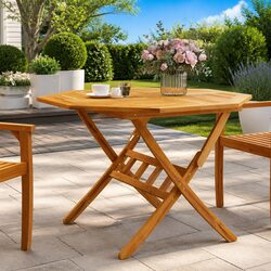 Rustic Folding Garden Table in Brown for Outdoor Dining