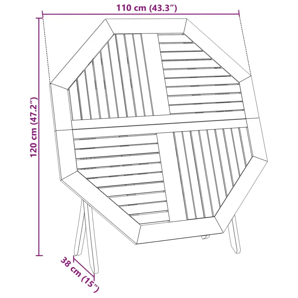 Folding Garden Table Round Ø110x75 cm Outdoor Dining Patio Furniture Brown