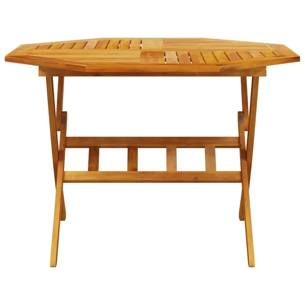 Folding Garden Table Round Ø110x75 cm Outdoor Dining Patio Furniture Brown