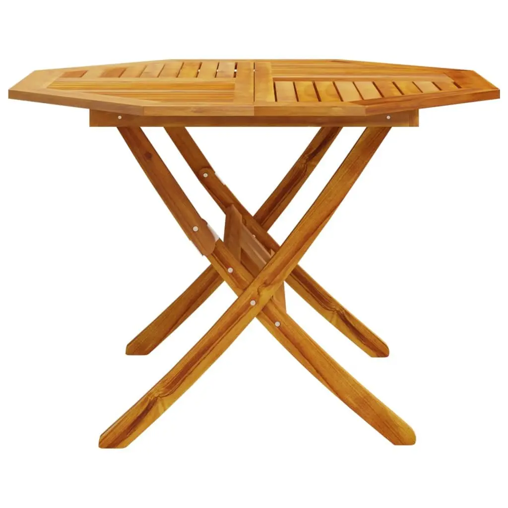 Folding Garden Table Round Ø110x75 cm Outdoor Dining Patio Furniture Brown