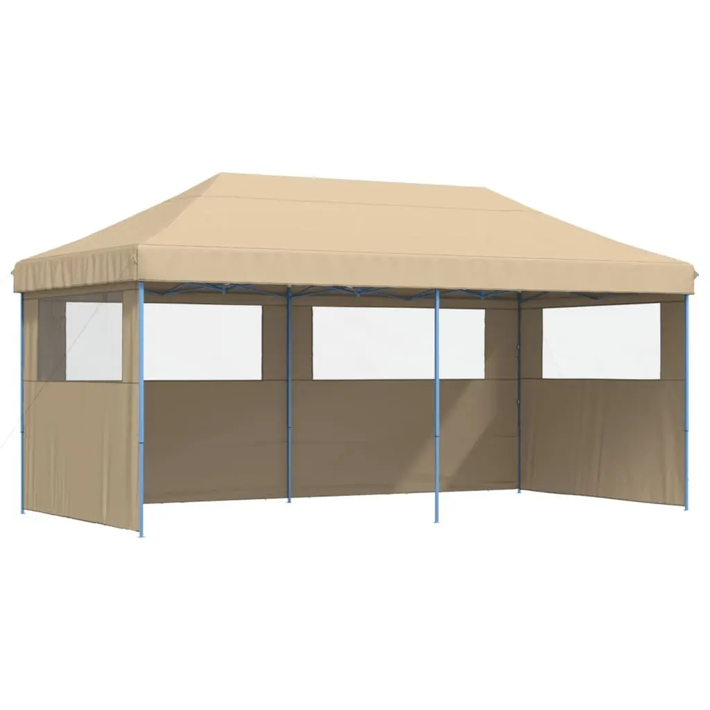Beige Foldable Pop-Up Party Tent with 3 Sidewalls