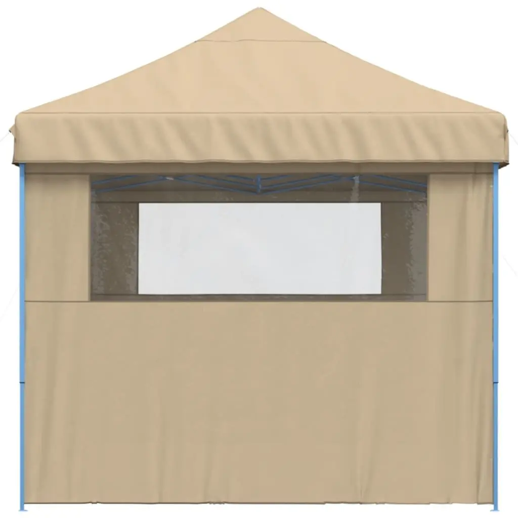 Beige Foldable Pop-Up Party Tent with 3 Sidewalls