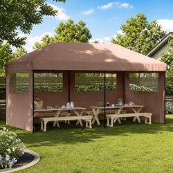 Brown Outdoor Gazebo Canopy with 3 Sidewalls